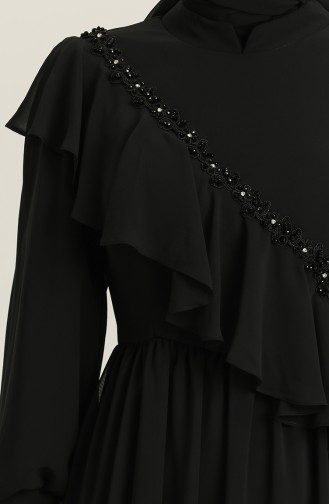 Black Hijab Evening Dress 4907-04