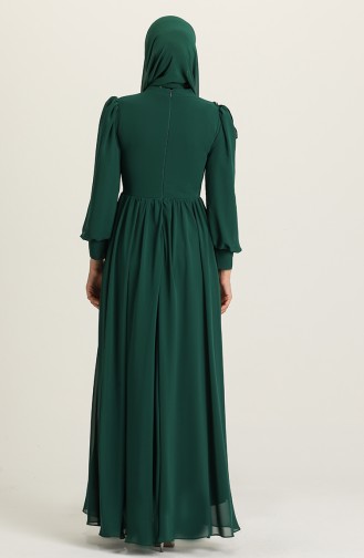 Emerald Green Hijab Evening Dress 4907-05