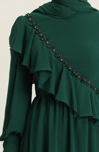 Emerald Green Hijab Evening Dress 4907-05