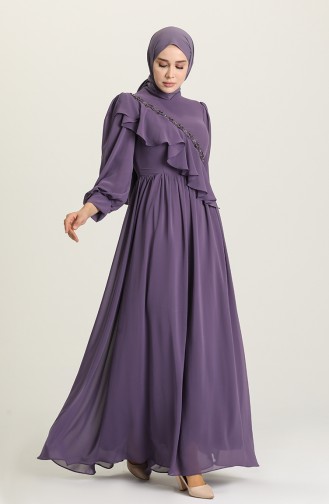 Violet Hijab Evening Dress 4907-06