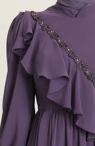 Violet Hijab Evening Dress 4907-06