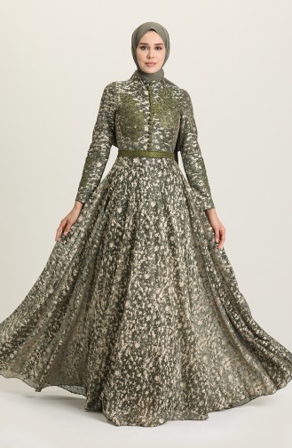 Khaki Hijab Evening Dress 2015-01