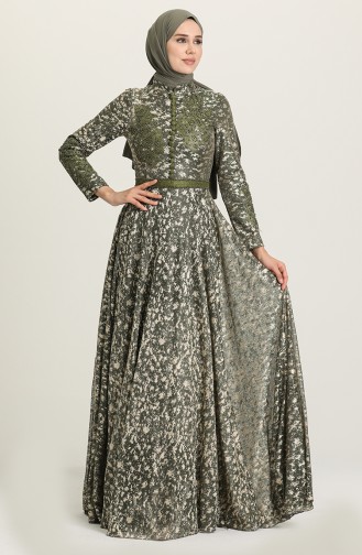 Khaki Hijab Evening Dress 2015-01