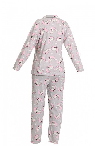 Likralı Pijama Takım 21371-01 Gri
