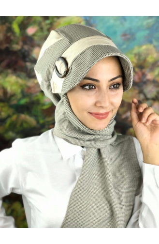 Desenli Atkılı Şapka 01424-01 Krem