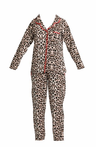 Bayan Pijama Takım 2764 Kahve Leopar