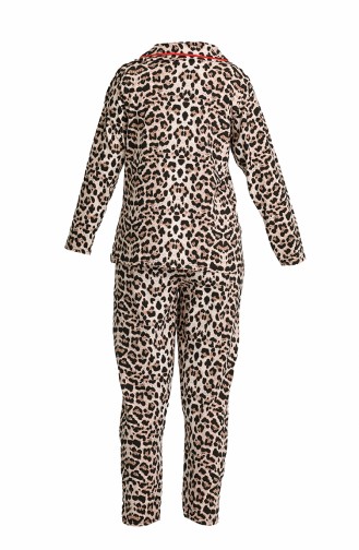 Bayan Pijama Takım 2764 Kahve Leopar