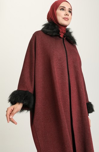 Poncho Avec Fourrure 1650-04 Bordeaux 1650-04