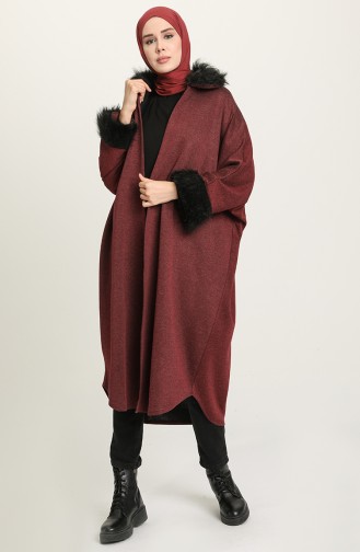 Poncho mit Pelz 1650-04 Weinrot 1650-04