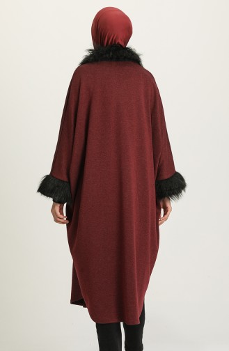 Poncho Avec Fourrure 1650-04 Bordeaux 1650-04