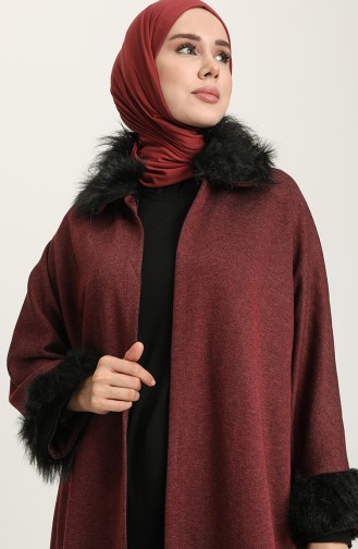 Poncho Avec Fourrure 1650-04 Bordeaux 1650-04