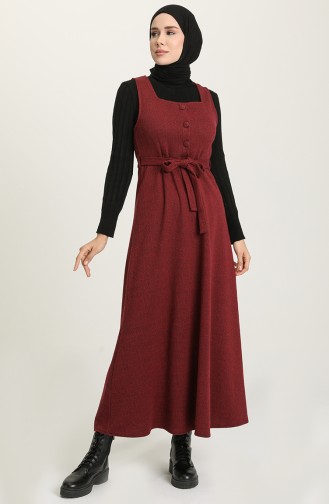 Claret Red Hijab Dress 7130-03