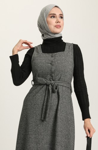 Grau Hijab Kleider 7130-04