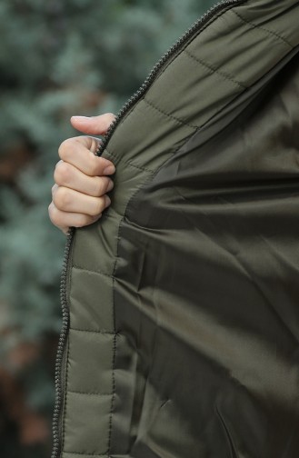Kapüşonlu Kapitone Mont 1055-03 Haki