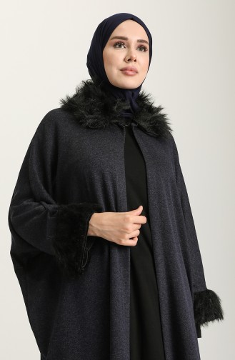 Poncho mit Pelz 1650-03 Dunkelblau 1650-03