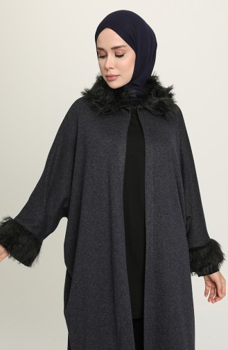 Poncho mit Pelz 1650-03 Dunkelblau 1650-03