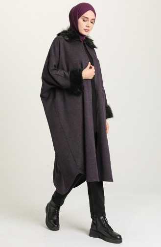 Poncho mit Pelz 1650-02 Lila 1650-02