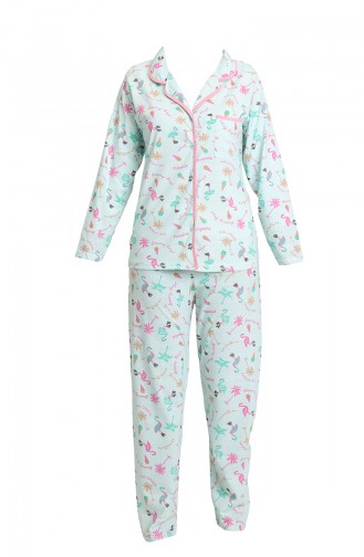Penye Pijama Takım 21376-01 Mint Mavi