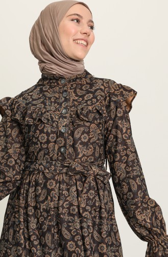 Dunkelbraun Hijab Kleider 22K8459-01