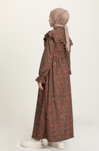 Khaki Hijab Dress 22K8459-04