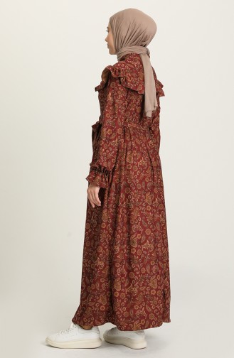 Claret Red Hijab Dress 22K8459-05