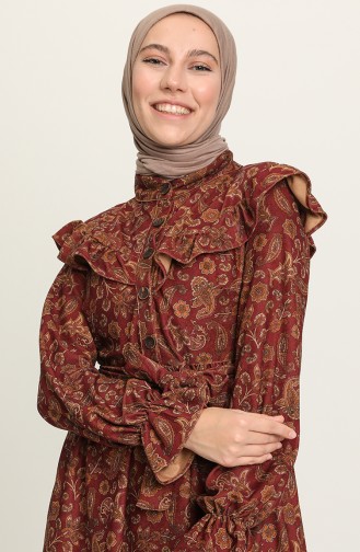 Claret Red Hijab Dress 22K8459-05