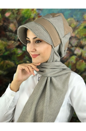 Desenli Kadın Şapka 01423-01 Sütlü kahve