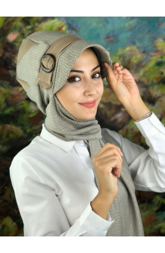Desenli Kadın Şapka 01423-01 Sütlü kahve