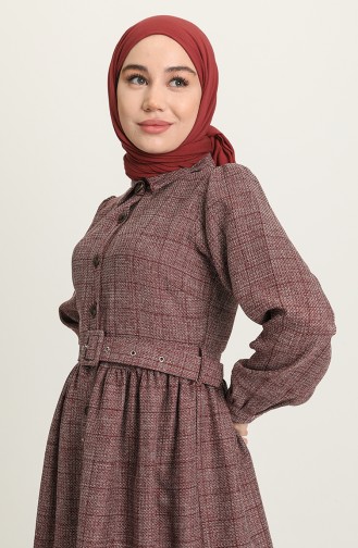 Claret Red Hijab Dress 22K8482-03
