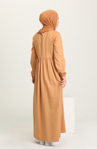 Yanları Büzgülü Elbise 1684A-04 Camel
