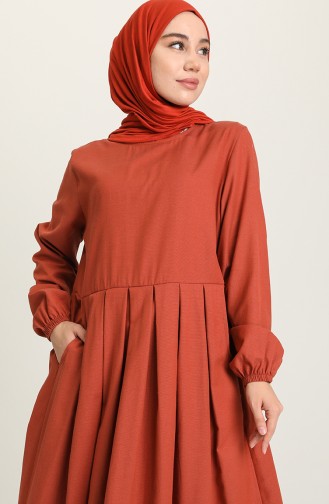 Brick Red Hijab Dress 1685-04
