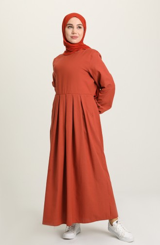 Ziegelrot Hijab Kleider 1685-04