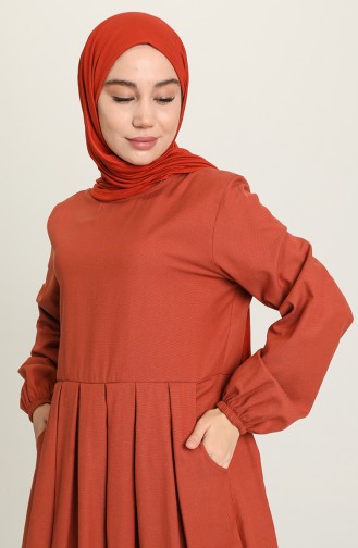 Brick Red Hijab Dress 1685-04