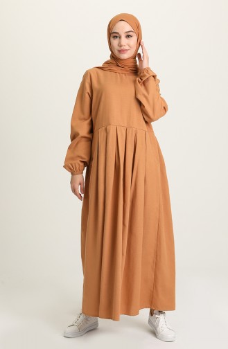 Caramel Hijab Dress 1685-05