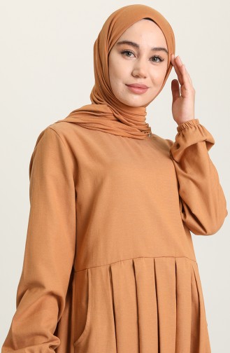Caramel Hijab Dress 1685-05