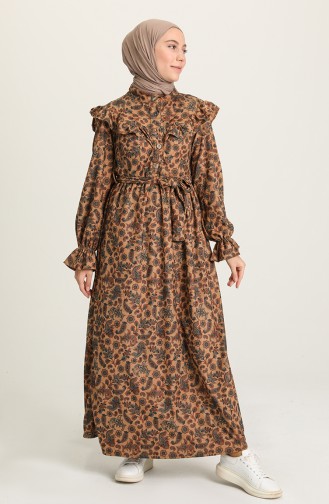 Brown Hijab Dress 22K8459-02