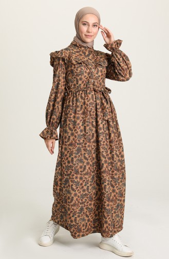 Brown Hijab Dress 22K8459-02