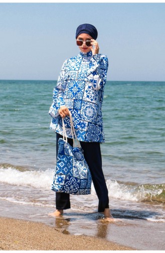 Dunkelblau Hijab Badeanzug 31