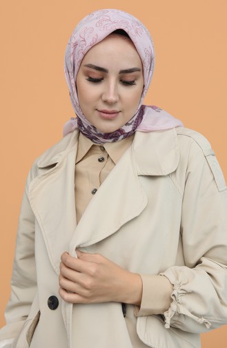 Şal Desenli Eşarp 85610SLN-04 Pembe Mürdüm