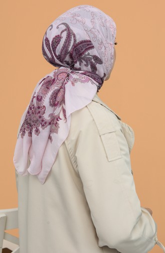 Şal Desenli Eşarp 85610SLN-04 Pembe Mürdüm