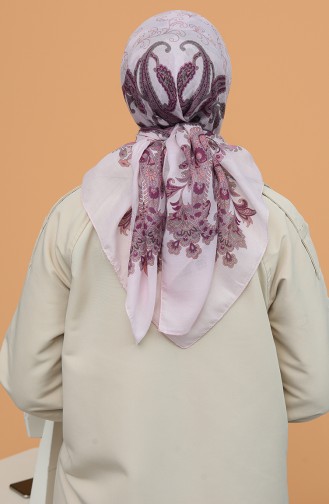 Şal Desenli Eşarp 85610SLN-04 Pembe Mürdüm