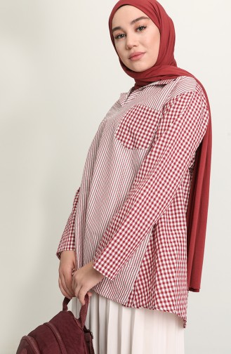 Claret red Overhemdblouse 3311-04