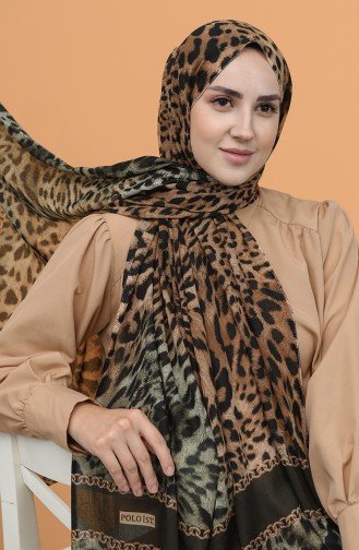 Leopar Desen Koton Şal 12745-16 Haki