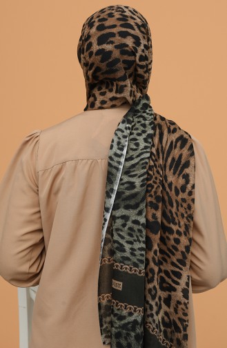 Leopar Desen Koton Şal 12745-16 Haki