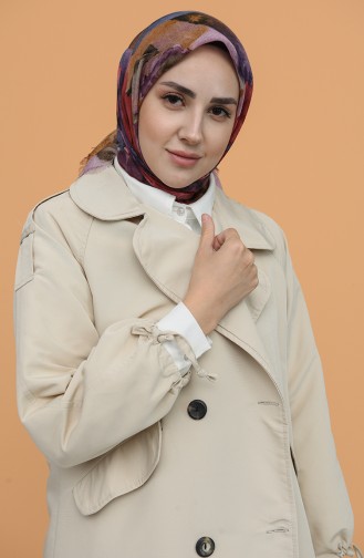 Desenli Flamlı Eşarp 11437-14 Gül Kurusu Mor