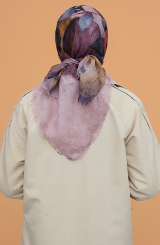 Desenli Flamlı Eşarp 11437-14 Gül Kurusu Mor