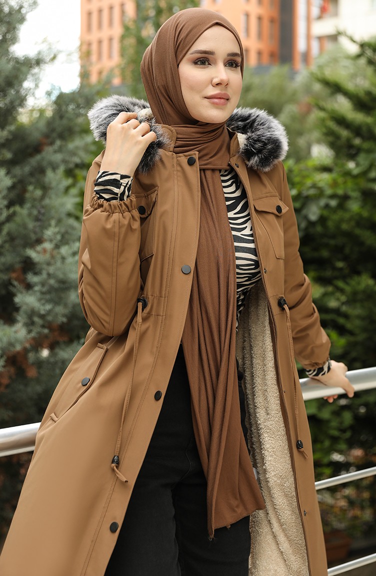 Camel color winter coat top