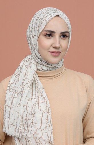 Çatlak Desen Bürümcük Şal 11427-12 Krem Kahverengi
