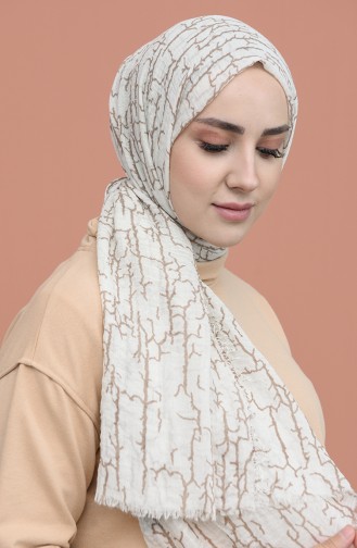 Çatlak Desen Bürümcük Şal 11427-12 Krem Kahverengi