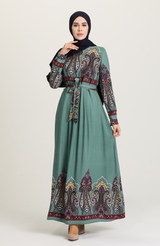 Green Almond Hijab Dress 60199-01